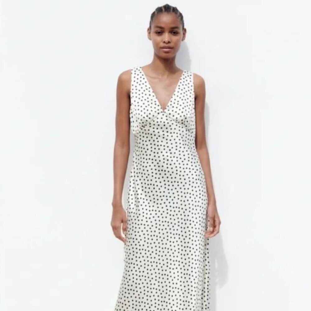 ZARA POLKA DOT SLIP DRESS SQUARE ONE, SIZE XS 6962 022 064